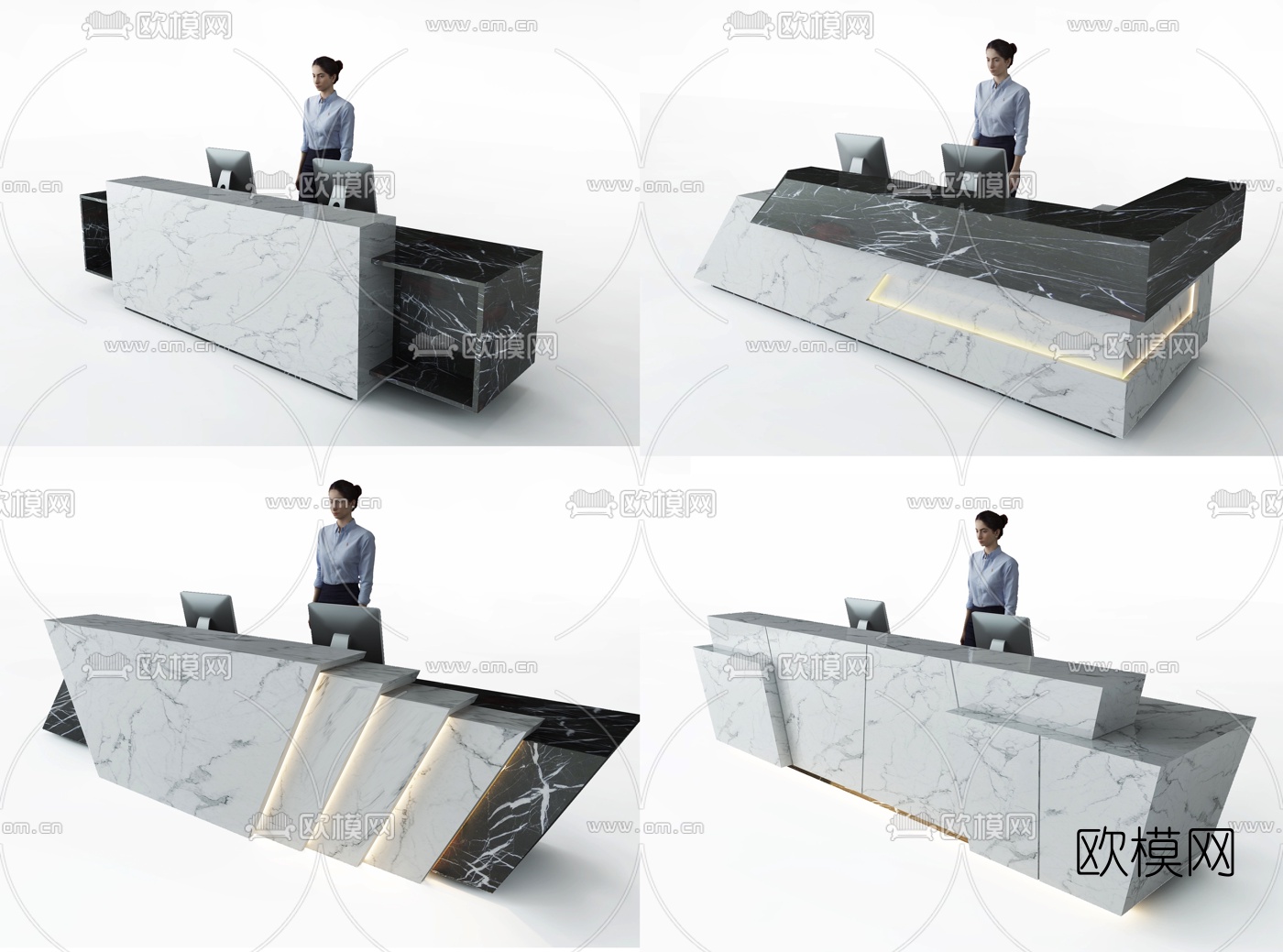 现代大理石前台接待台3d模型