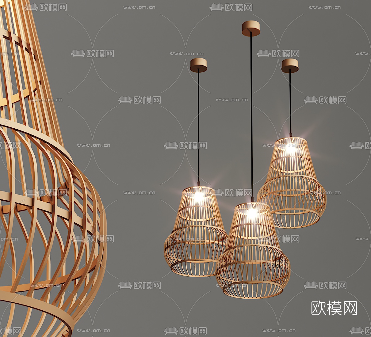 东南亚金属吊灯3d模型下载