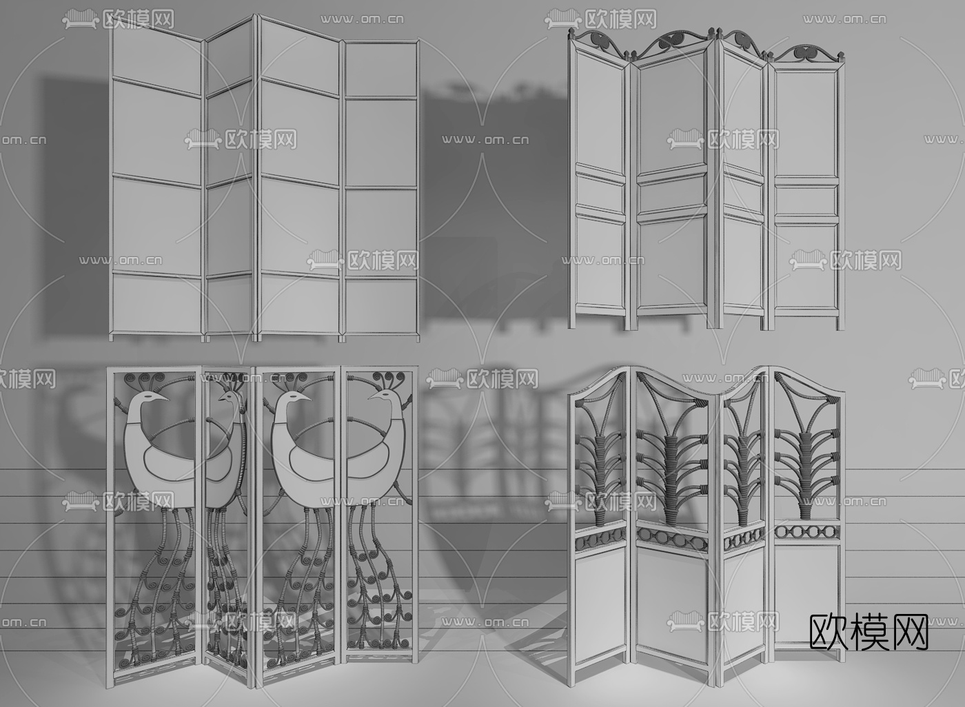 东南亚藤编屏风隔断3d模型下载（渲染图2）