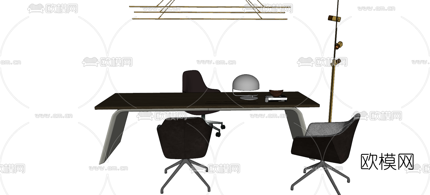现代办公桌椅班台su模型下载（渲染图4）