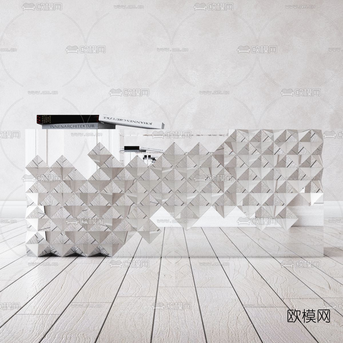 现代边柜免费3d模型下载（渲染图1）