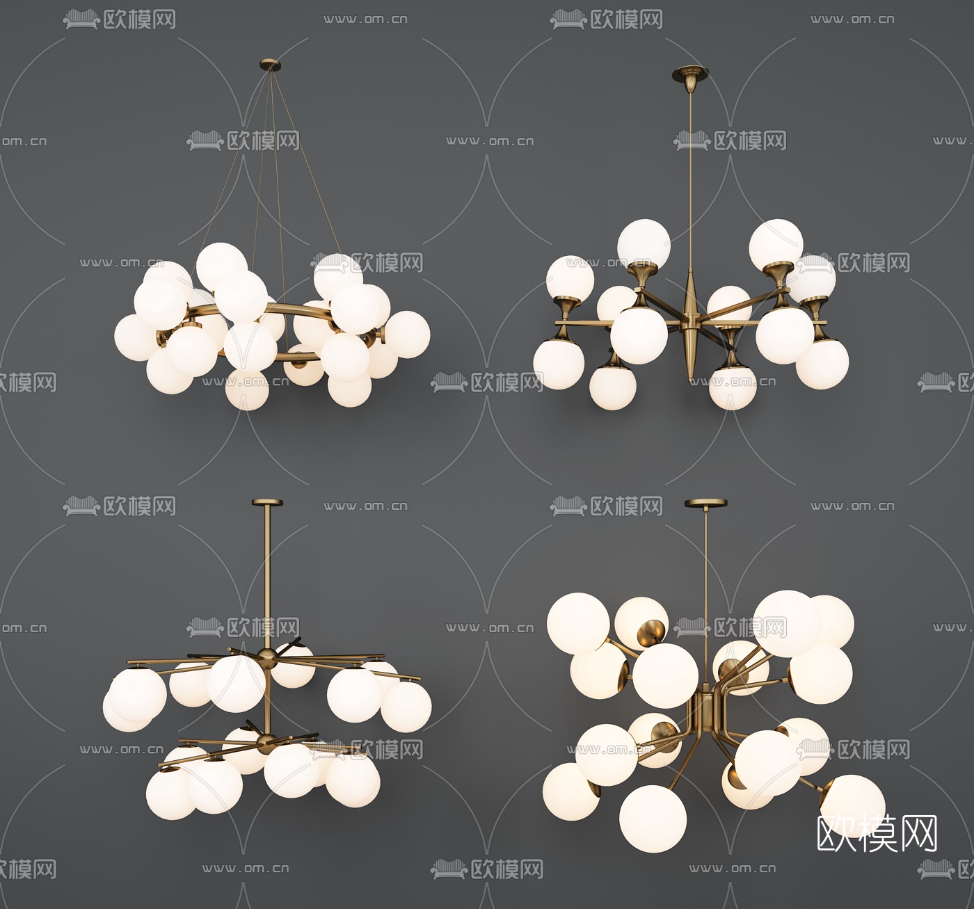 现代金属球形吊灯3d模型下载