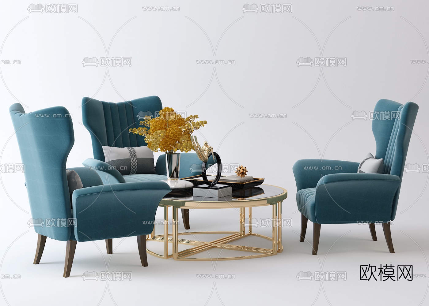 后现代绒布休闲椅3d模型下载