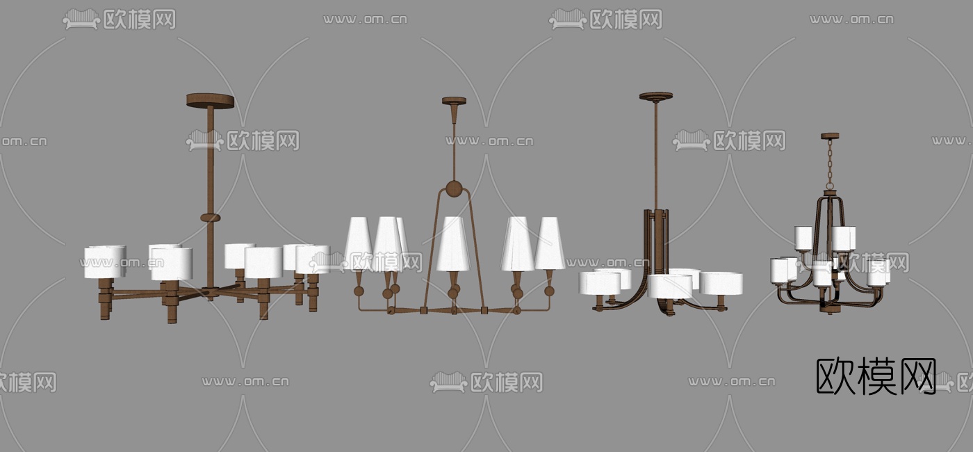 欧式吊灯组合su模型下载