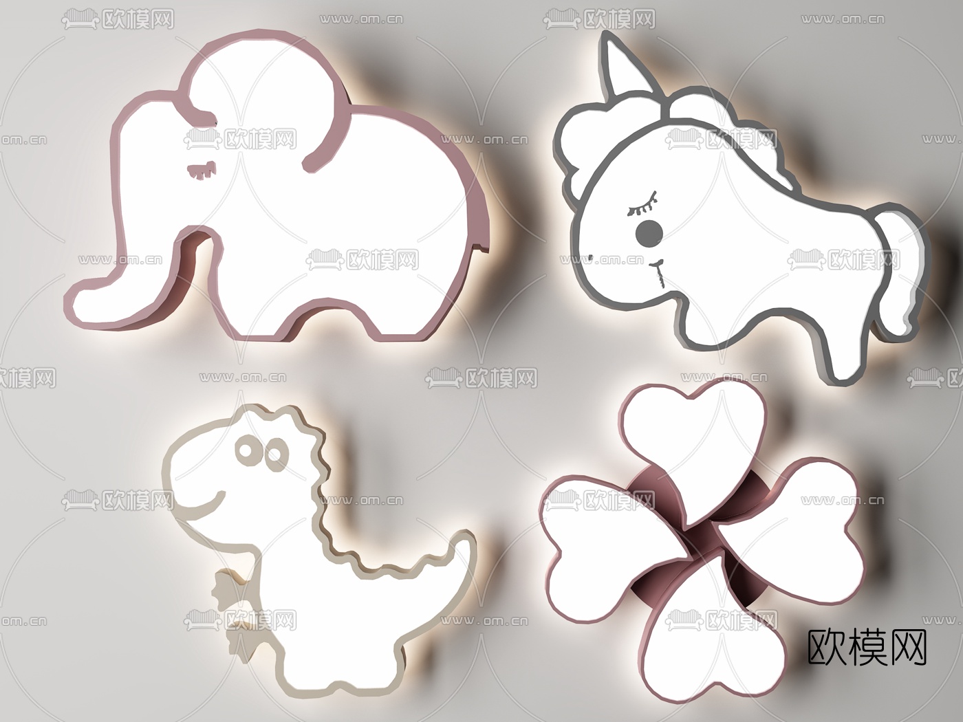 现代儿童房吸顶灯3d模型下载