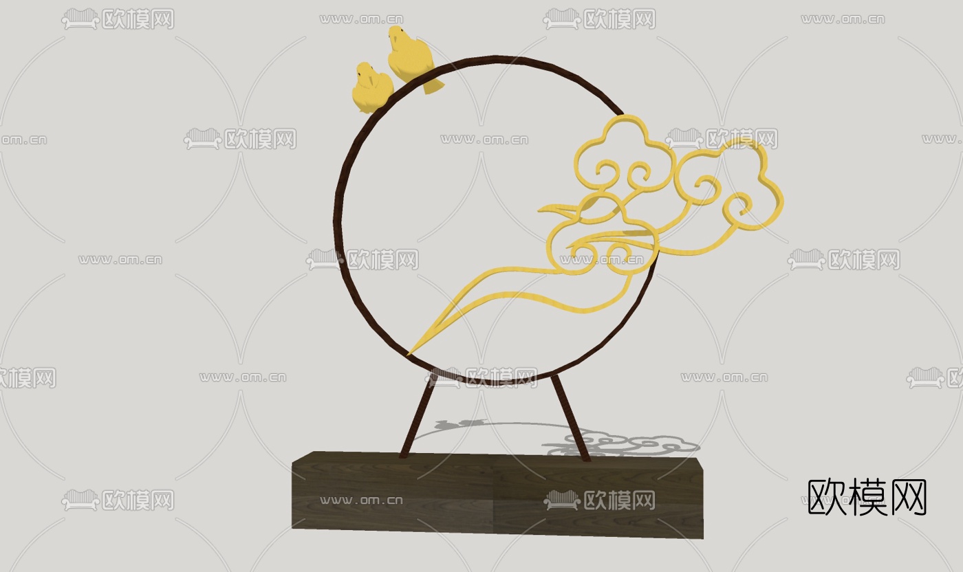 中式祥云摆件免费su模型下载