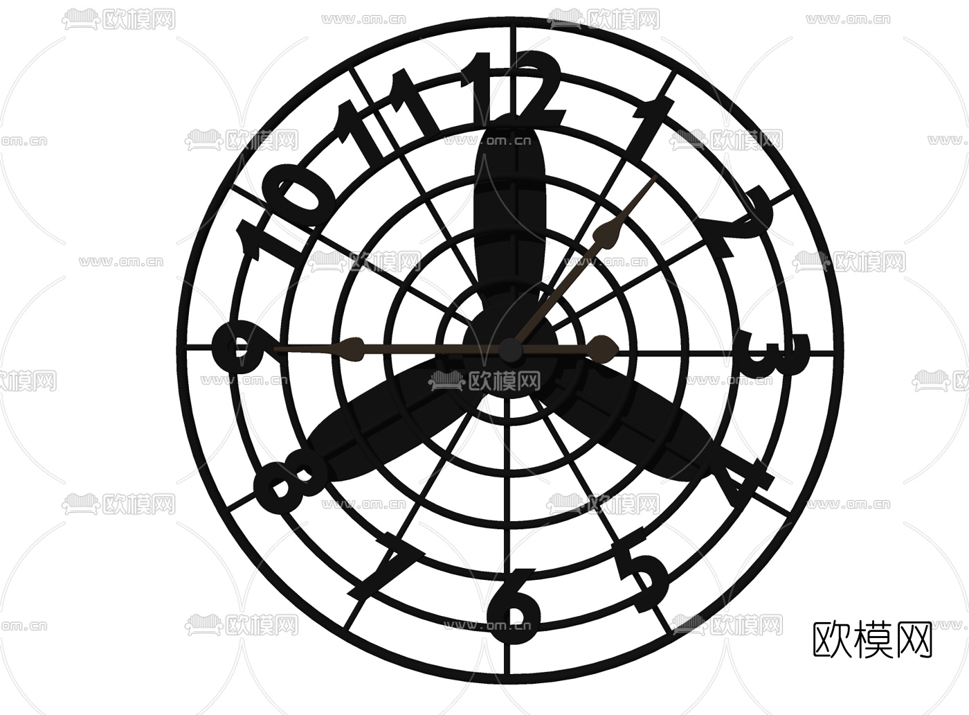 工业风金属挂钟su模型下载