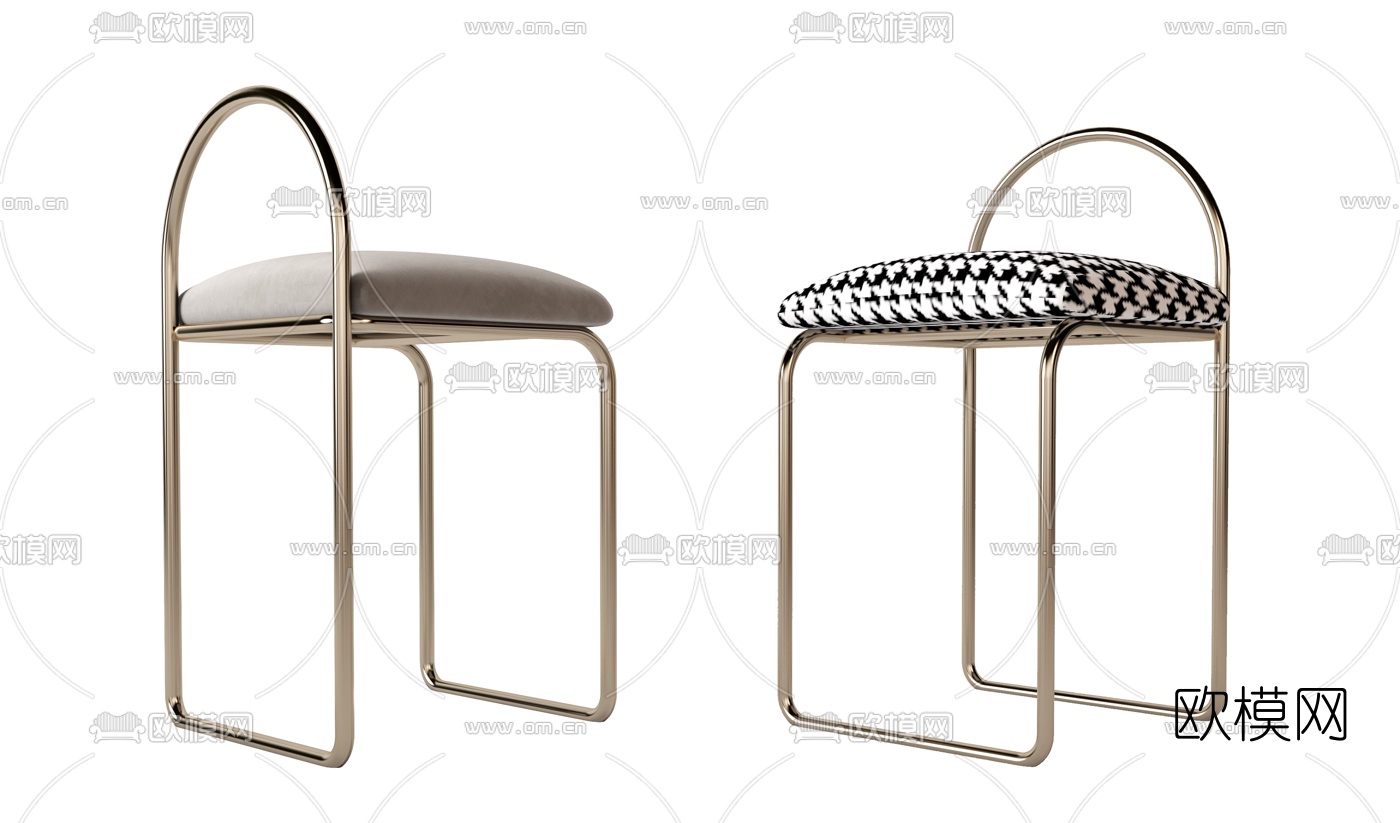 现代轻奢吧台椅3d模型下载（渲染图2）