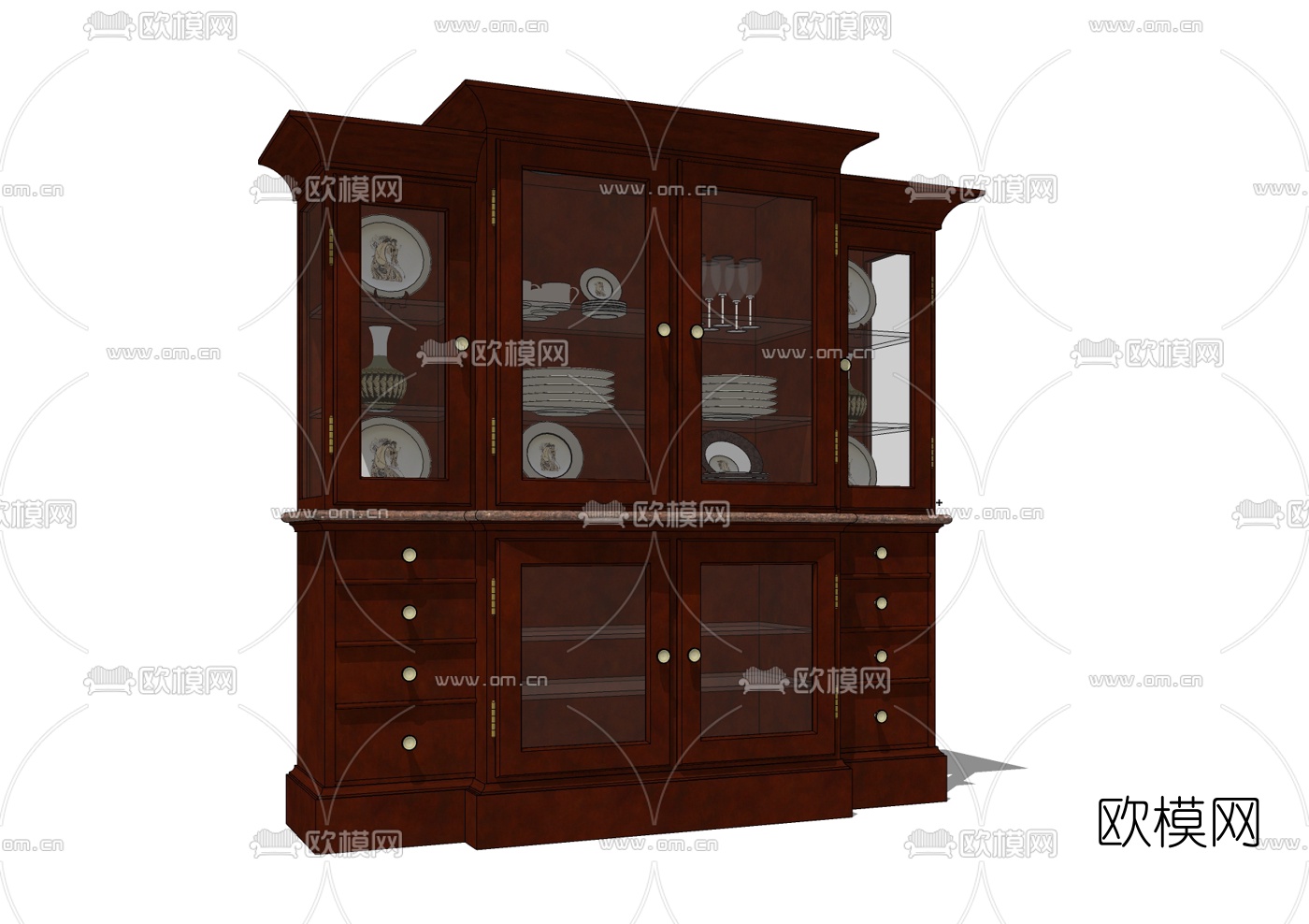 美式碗柜免费su模型下载