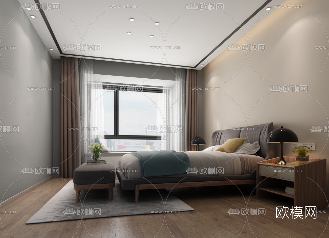 现代简约卧室3d模型