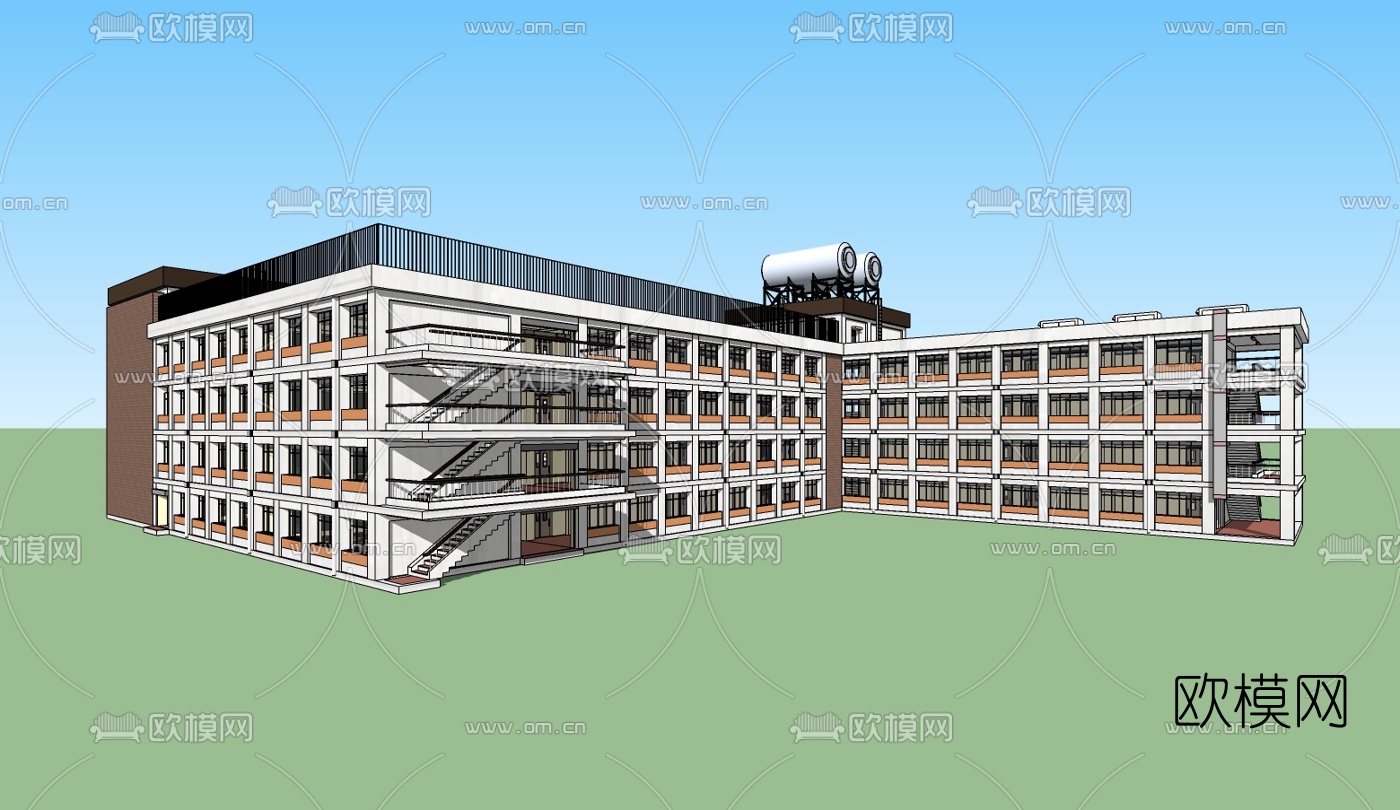 现代教学楼免费su模型下载