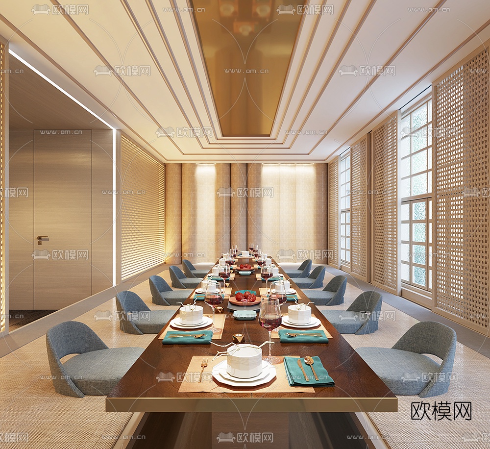 日式料理店包房3D模型下载（渲染图2）