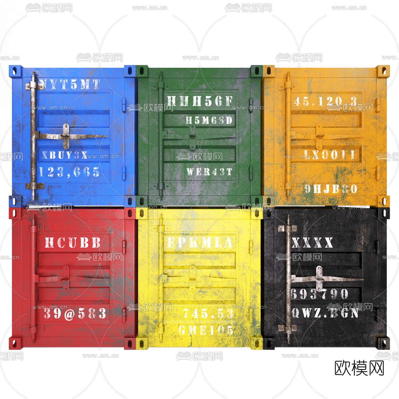 工业风集装箱边柜3d模型下载（渲染图1）