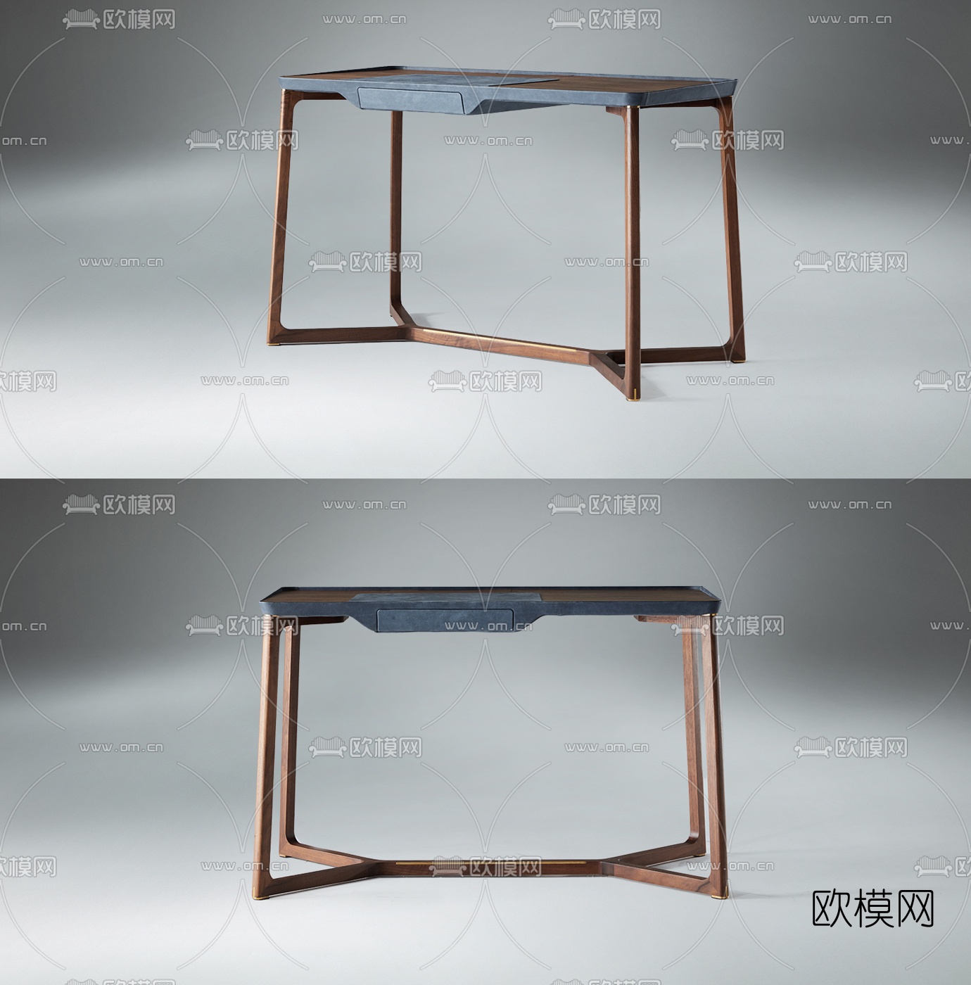 现代实木书桌3d模型