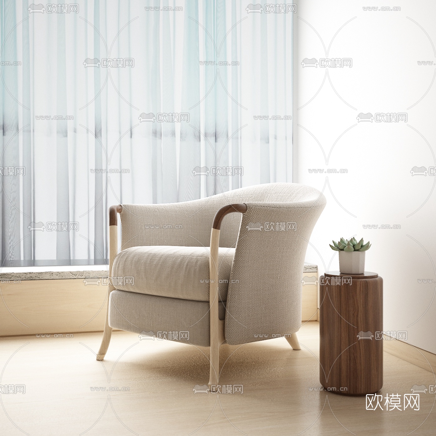 意大利Giorgetti现代单人沙发3D模型下载