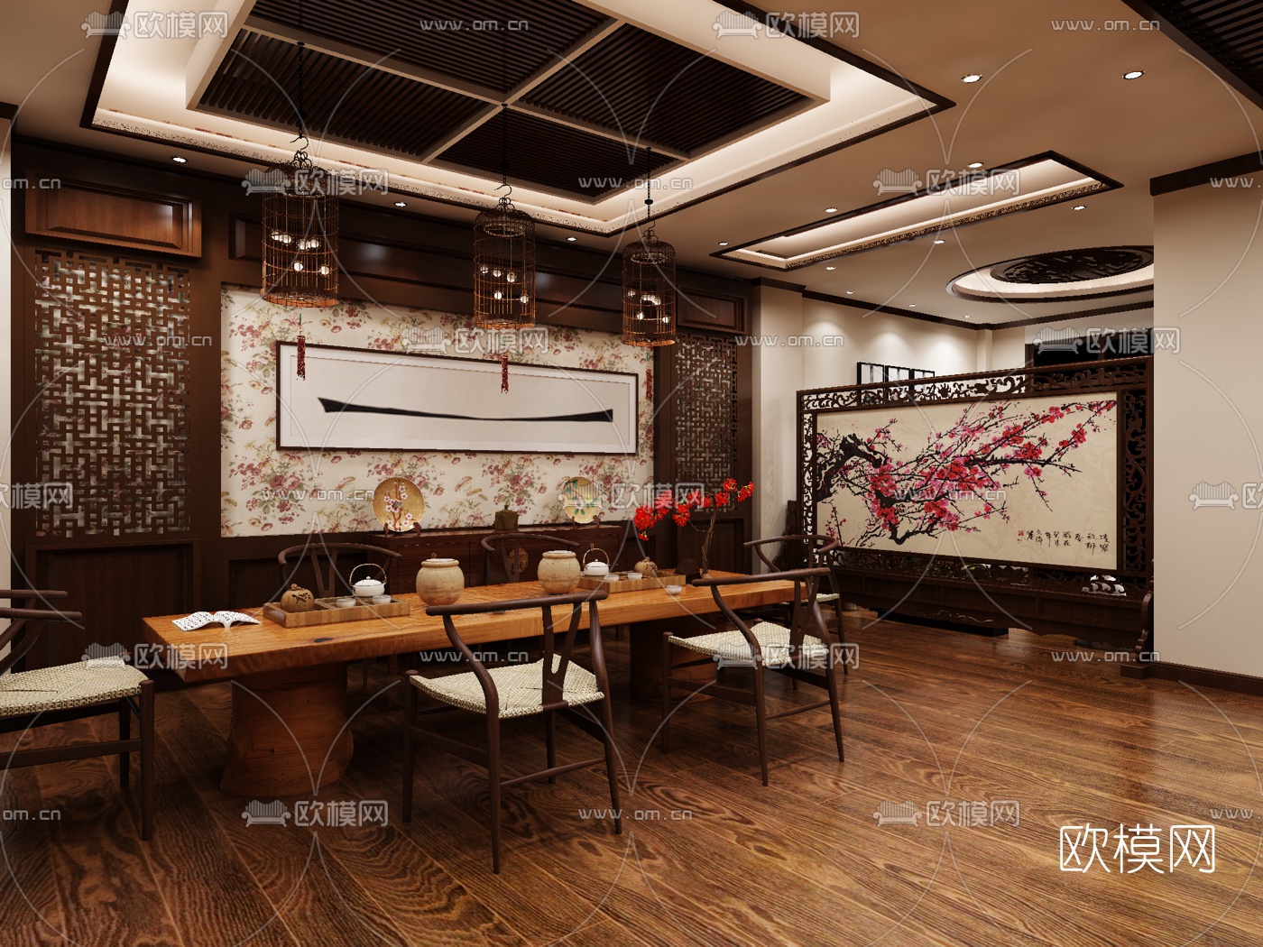新中式茶楼免费3d模型下载_ID10064717_3dmax免费模型-欧模网