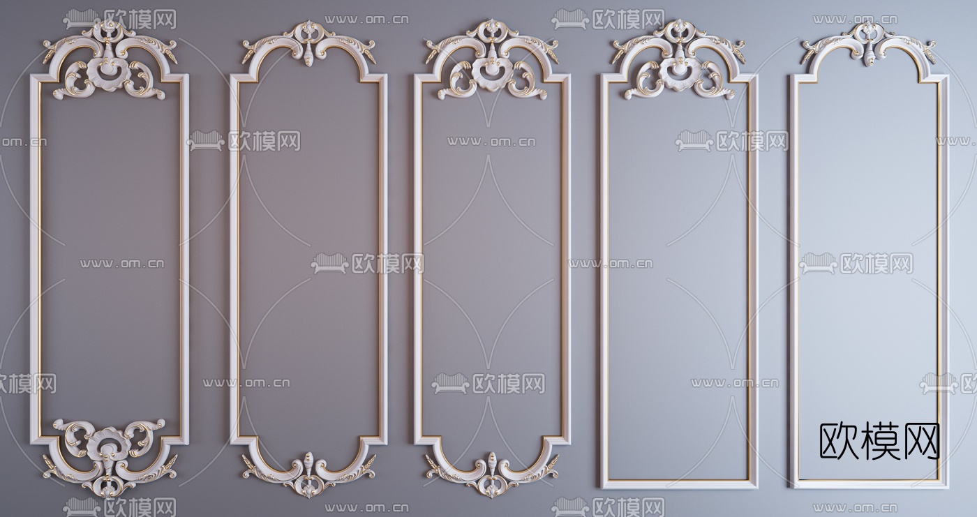 欧式描金雕花护墙线条3d模型