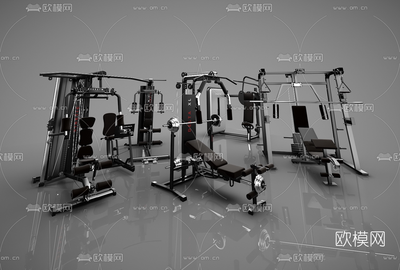 现代健身器材3d模型