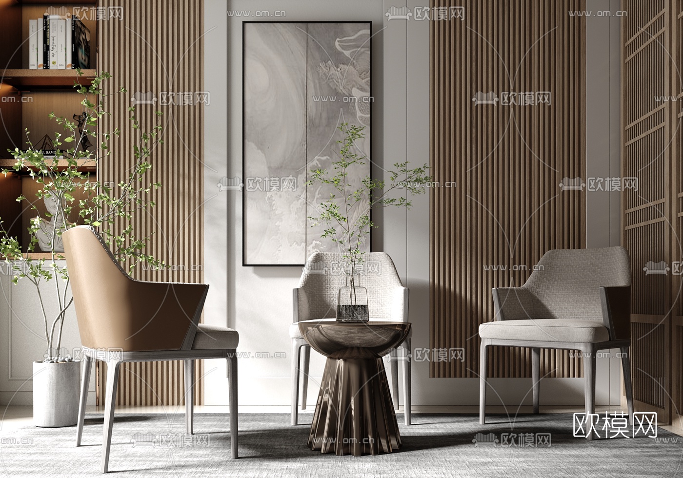 现代圆几休闲椅su模型下载（渲染图1）