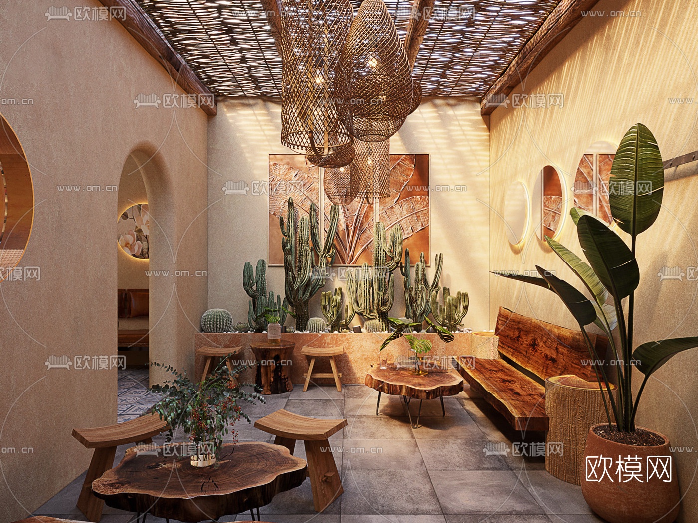 东南亚咖啡厅3d模型下载（渲染图2）