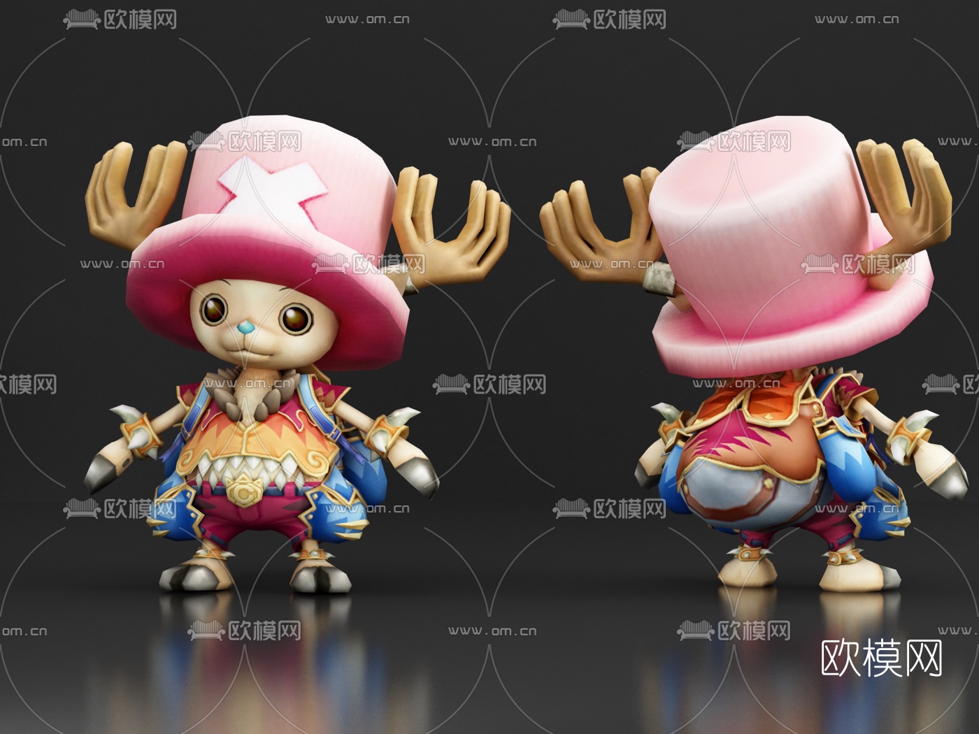 现代乔巴麋鹿儿童玩偶3d模型