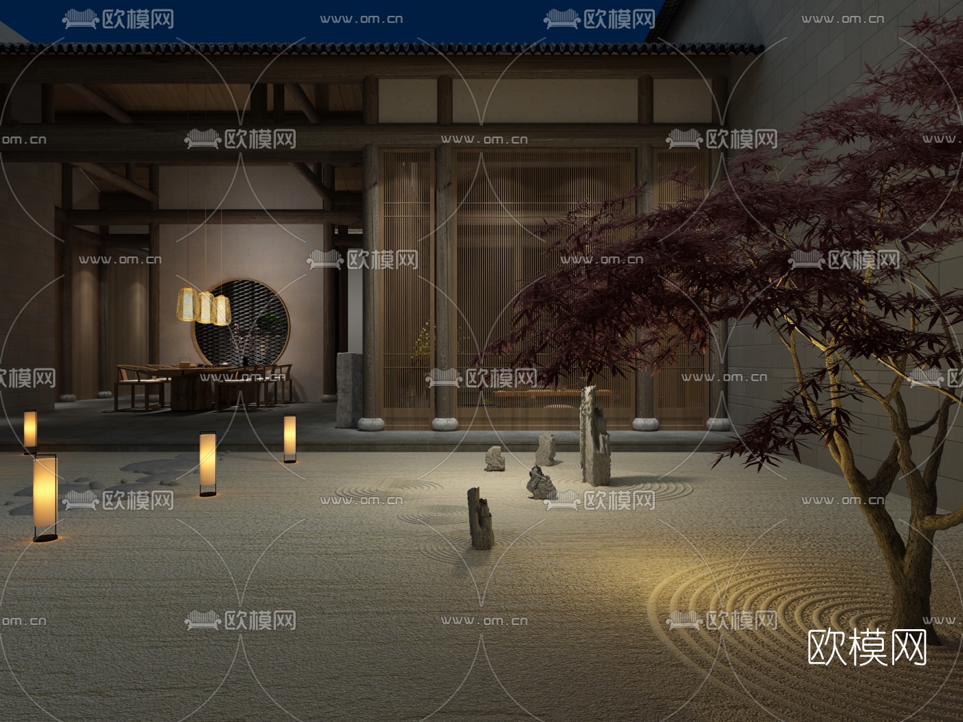 中式会所茶室3D模型