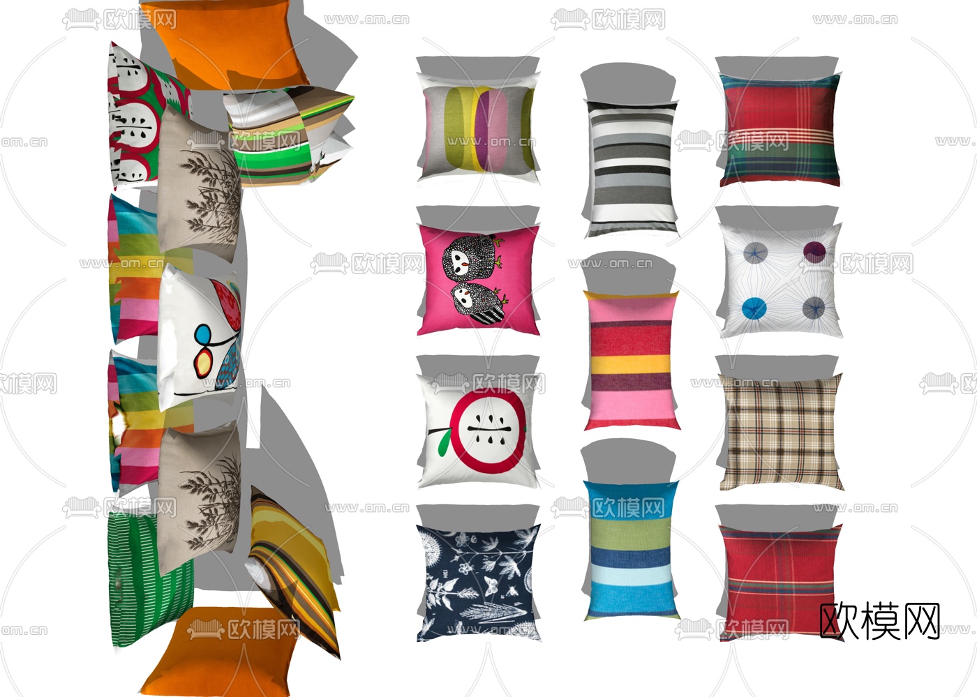 现代布艺抱枕su模型下载（渲染图2）