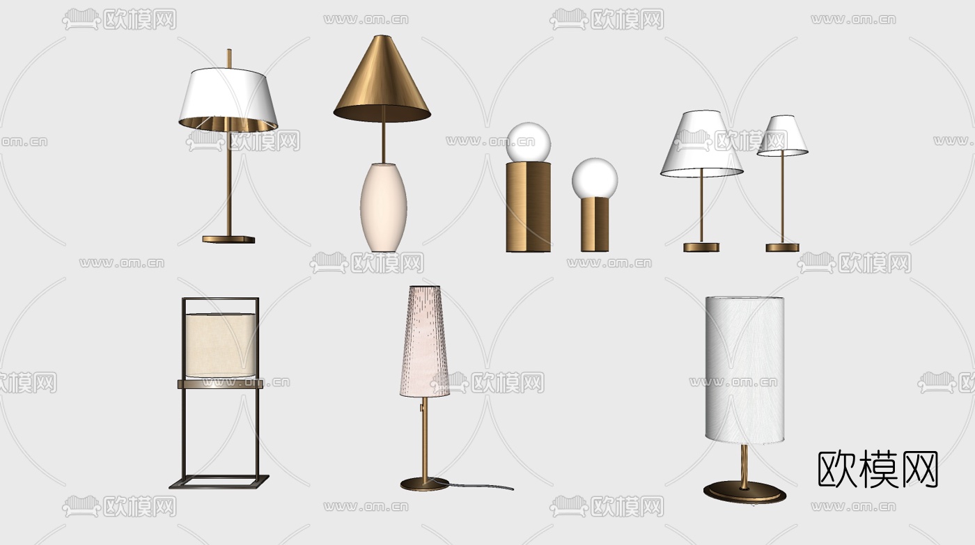 现代轻奢台灯su模型下载