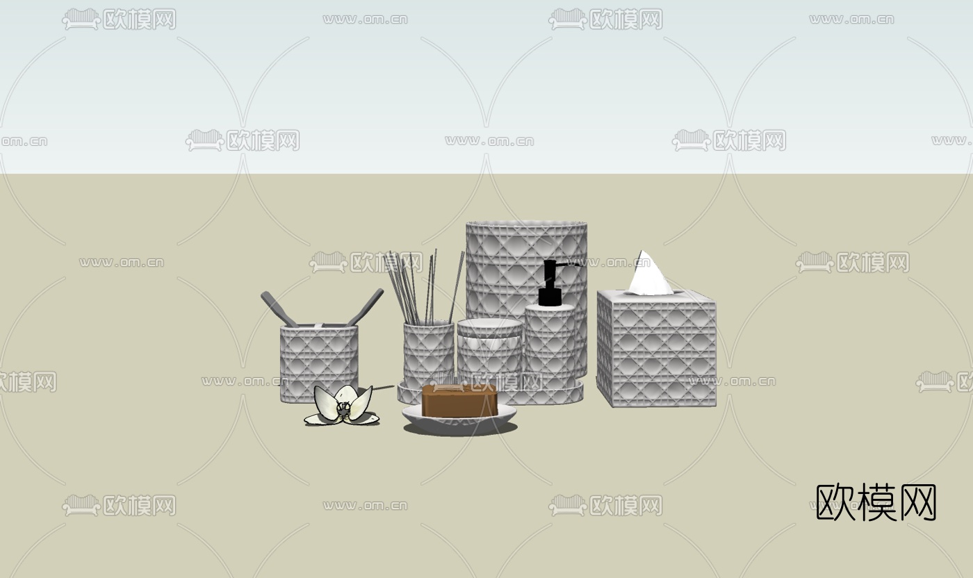 现代纸巾肥皂组合免费su模型下载