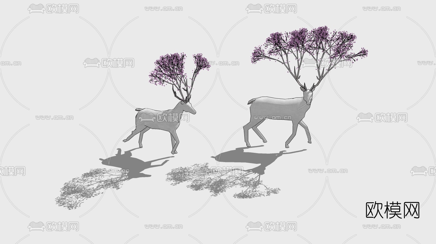 现代麋鹿艺术雕塑su模型下载（渲染图1）