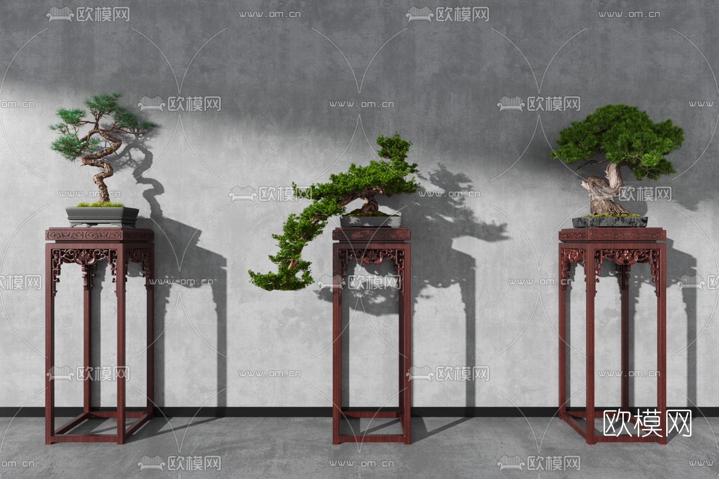 中式松树盆景3d模型下载