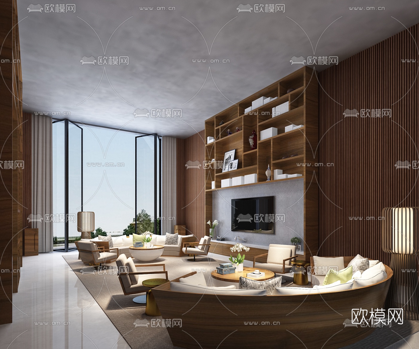 现代度假会所客厅3D模型