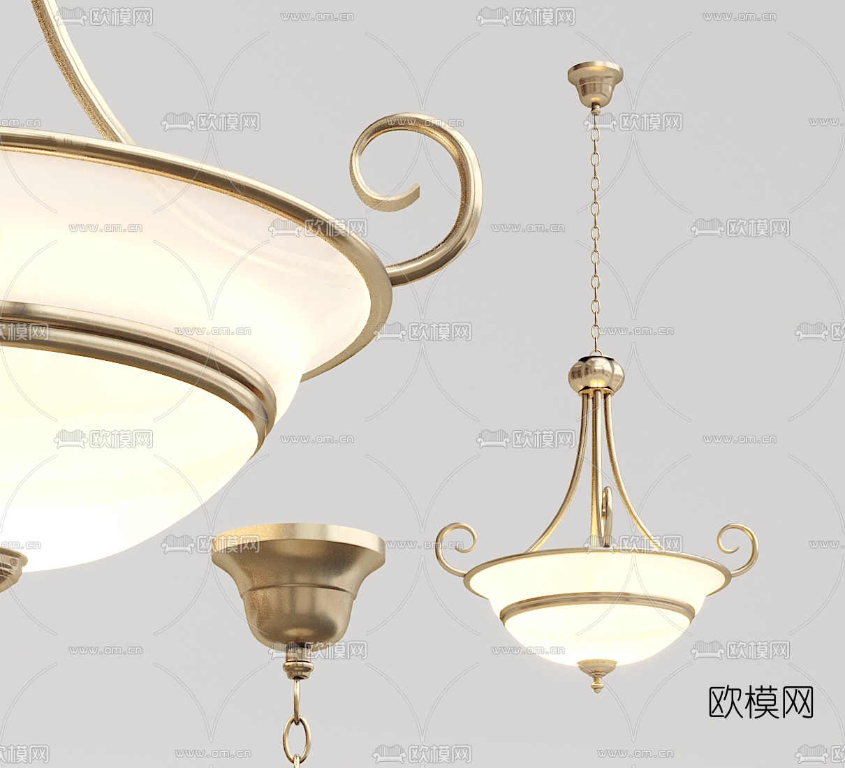欧式古典金属吊灯3d模型下载