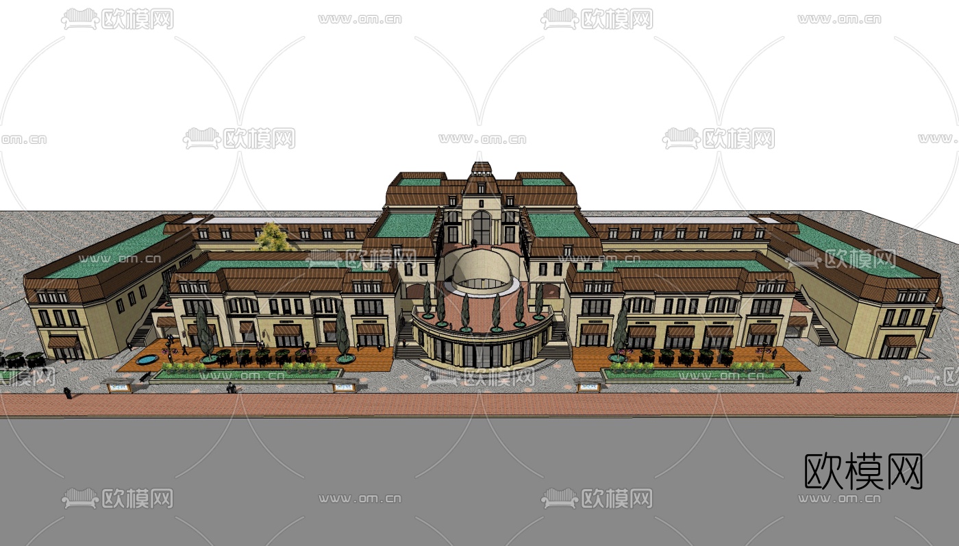 欧式商业街su模型下载（渲染图3）