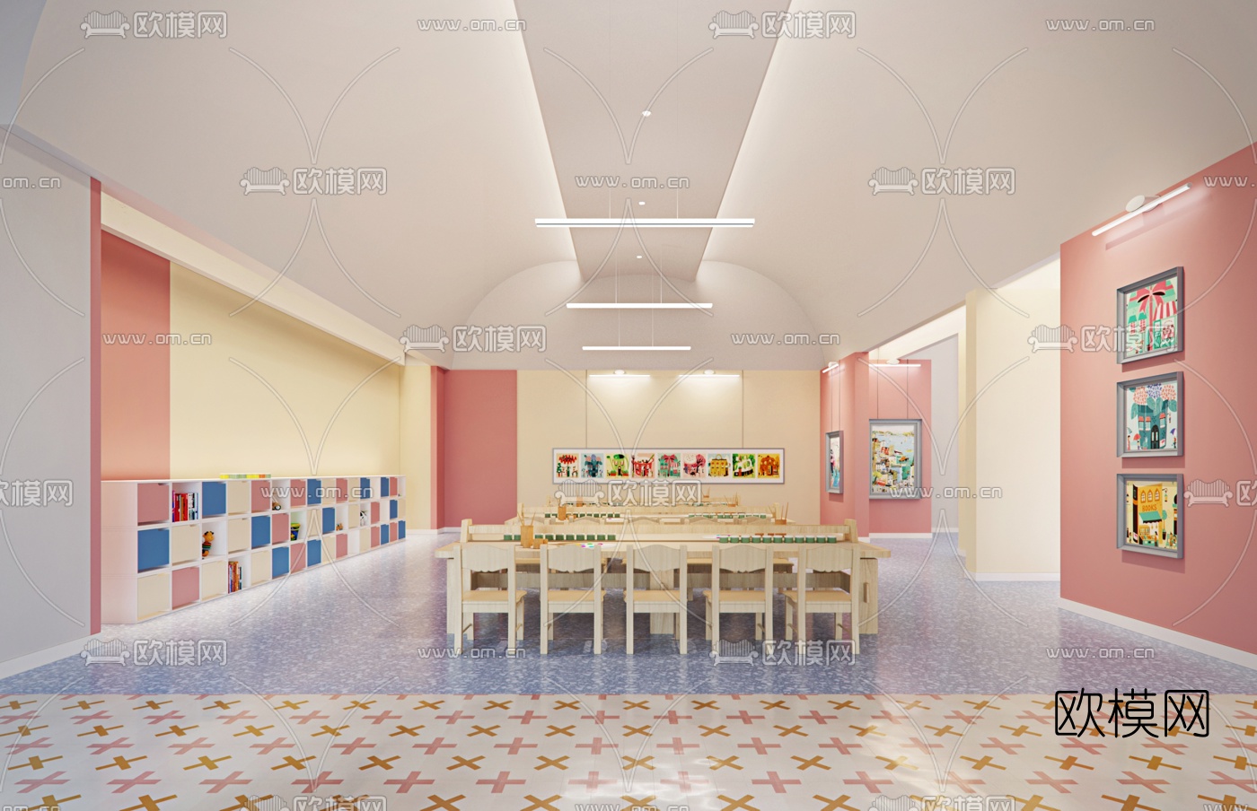 北欧幼儿园美术室3d模型下载（渲染图1）