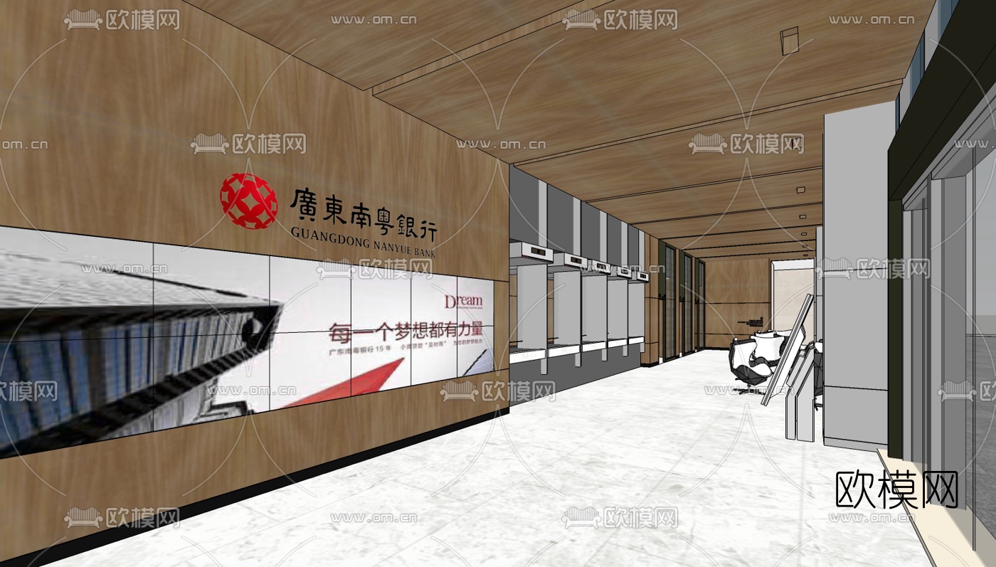 现代银行大厅su模型