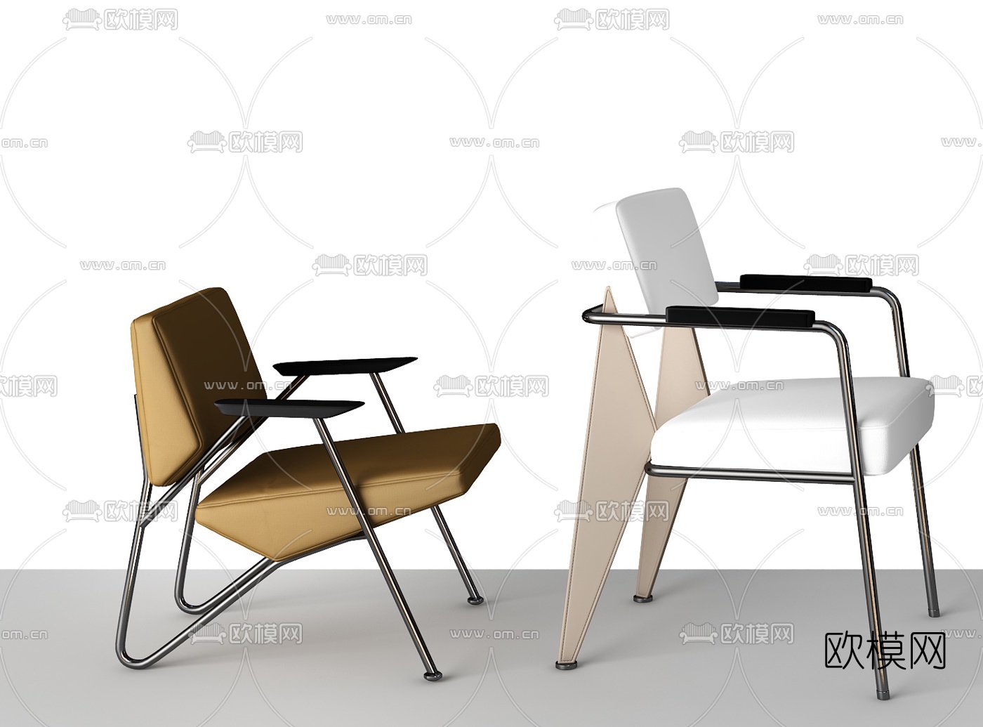 现代单椅组合3d模型下载（渲染图4）