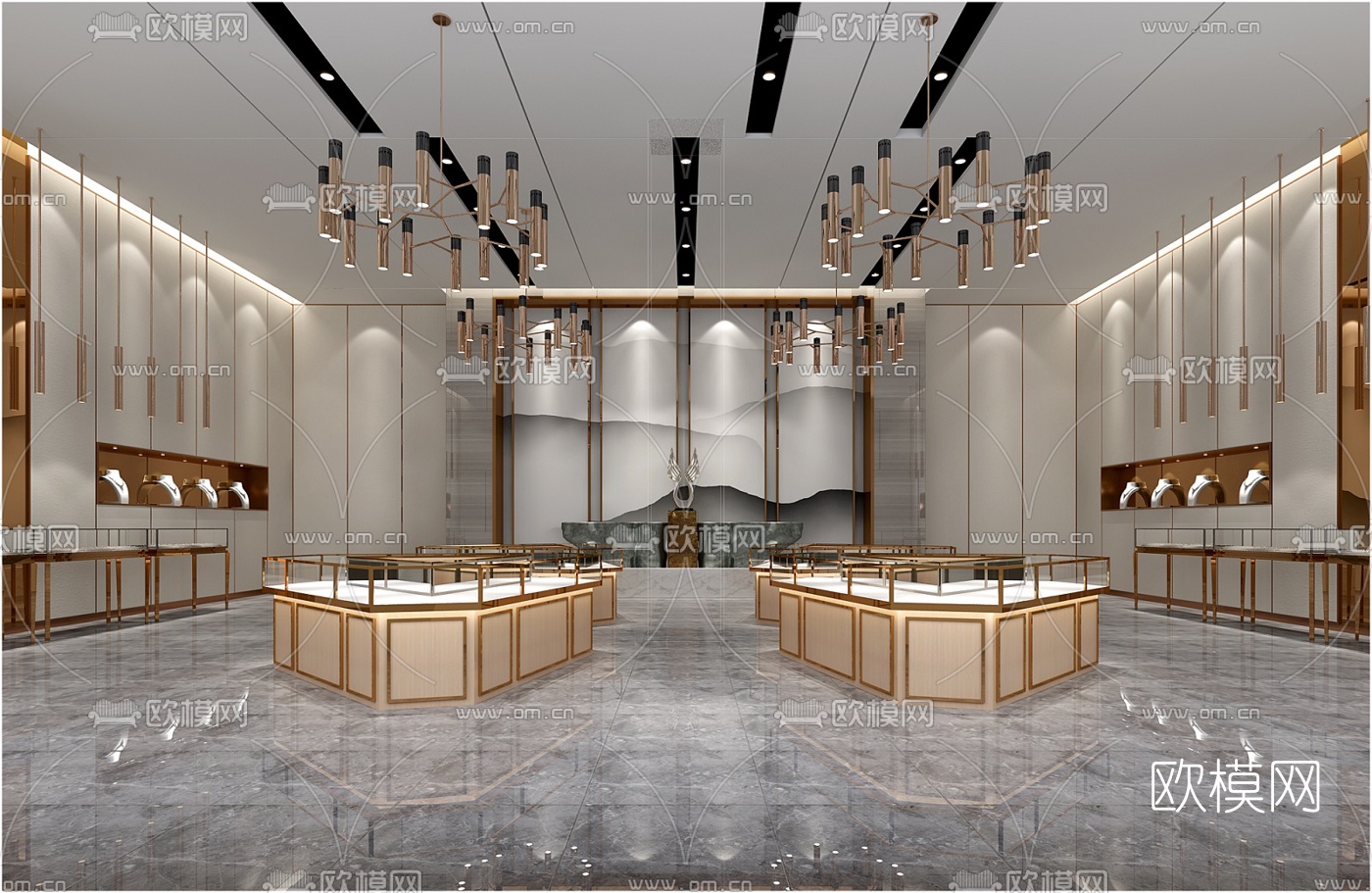 现代珠宝店珠宝展厅3D模型