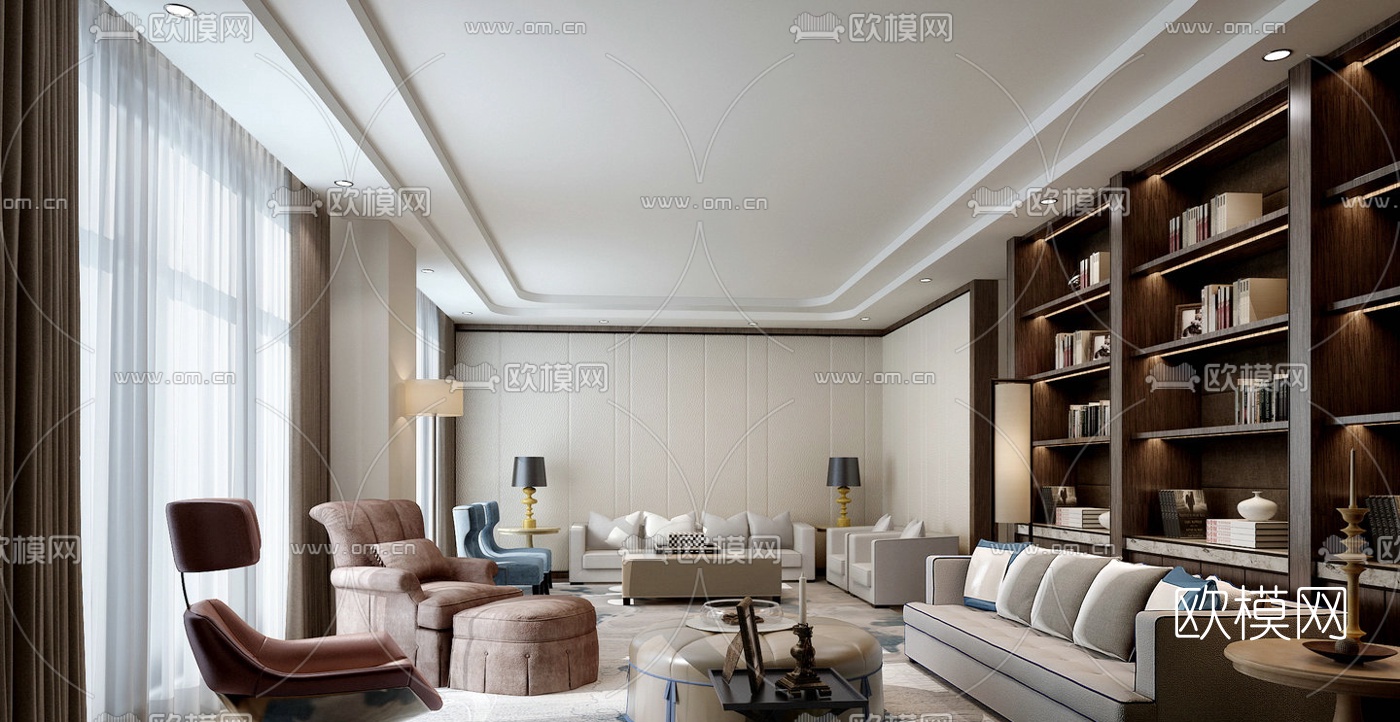 现代会所会客厅3D模型下载_ID10296265_3dmax免费模型-欧模网
