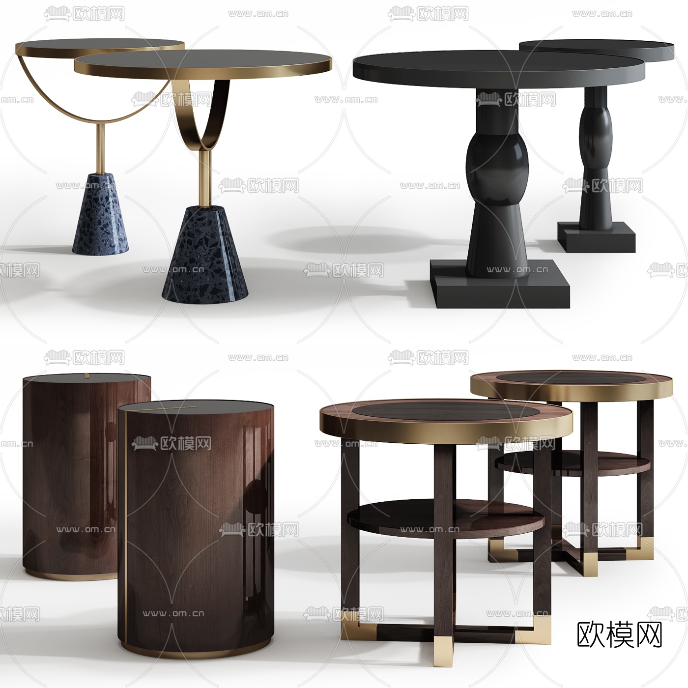 现代轻奢边几圆几3d模型下载