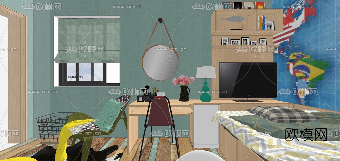 地中海儿童房su模型下载（渲染图3）