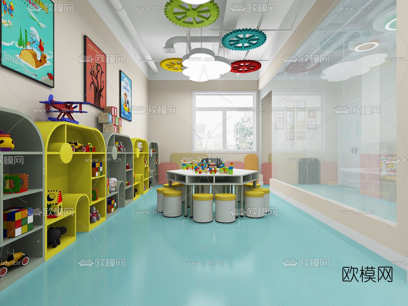 现代幼儿园活动室3d模型