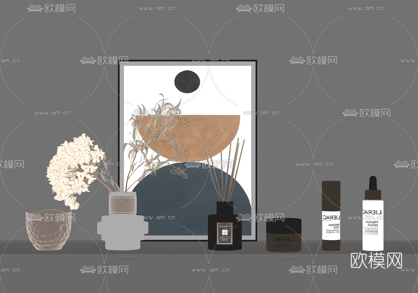 现代轻奢化妆品饰品摆件su模型下载（渲染图2）