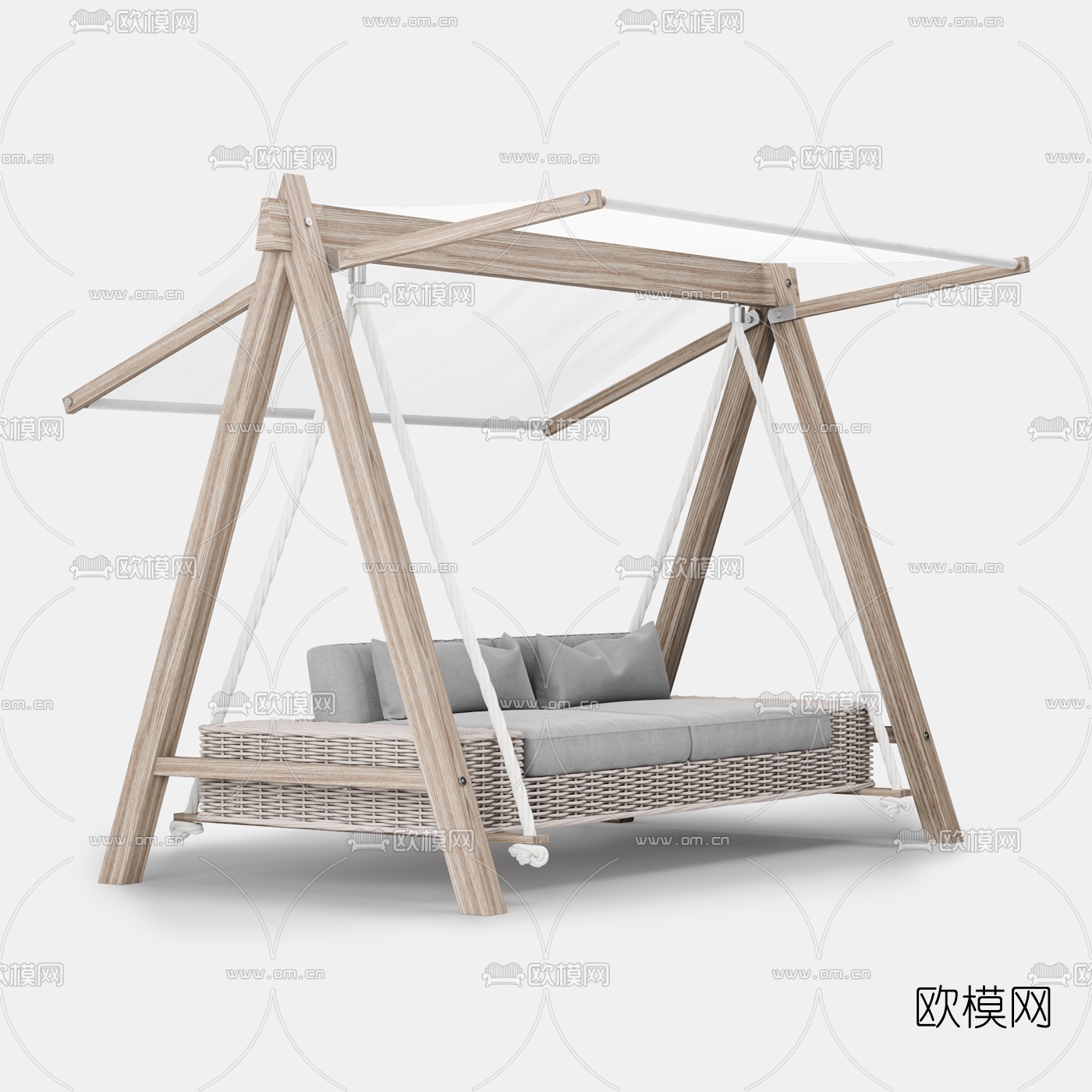 现代户外双人沙发吊椅3d模型下载（渲染图1）