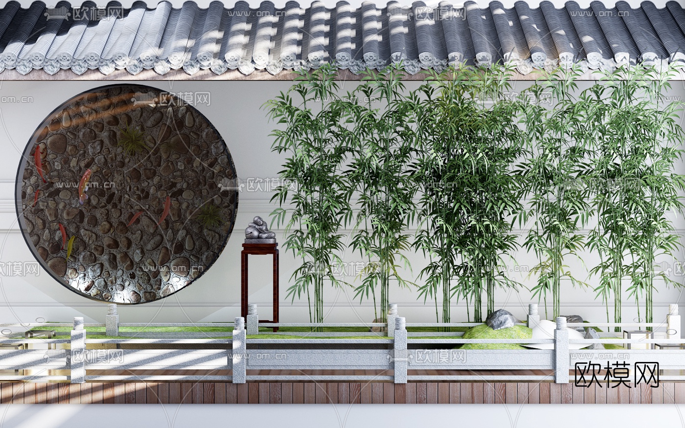中式园林小景3D模型