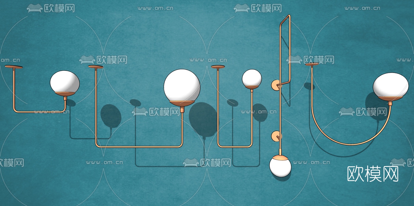 现代金属壁灯吊灯su模型下载（渲染图1）