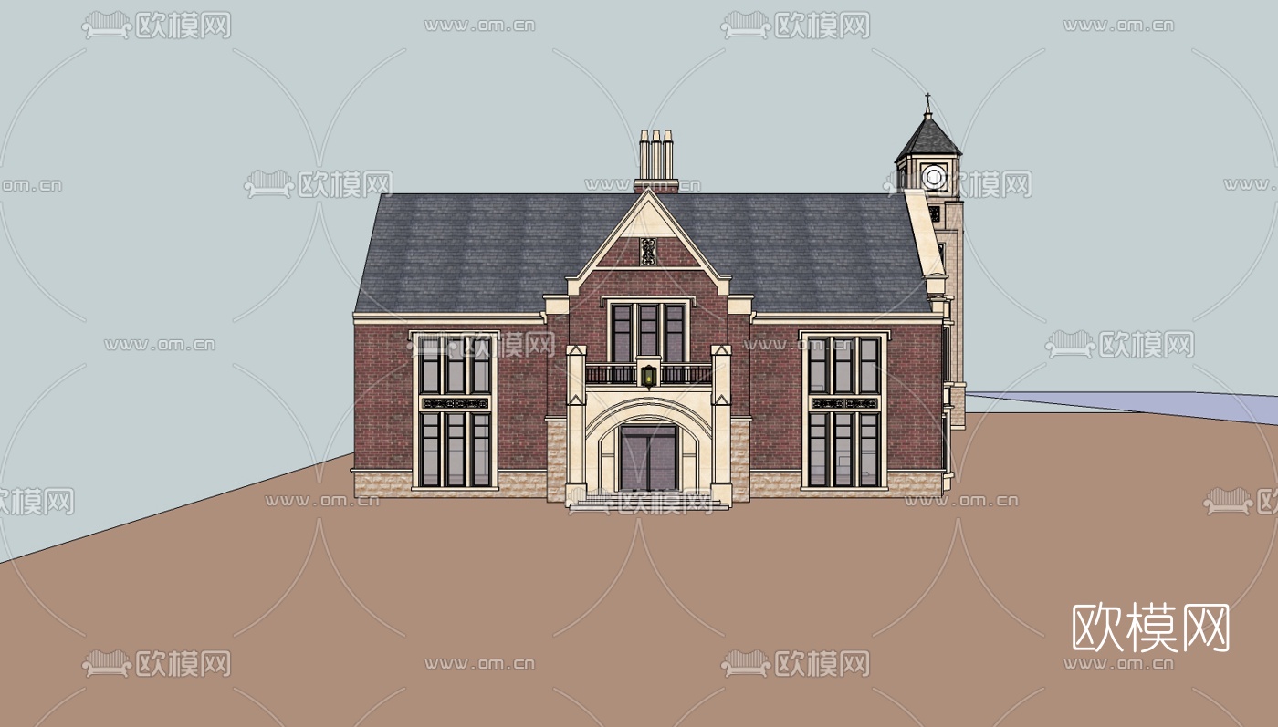 欧式商业建筑su模型下载（渲染图2）