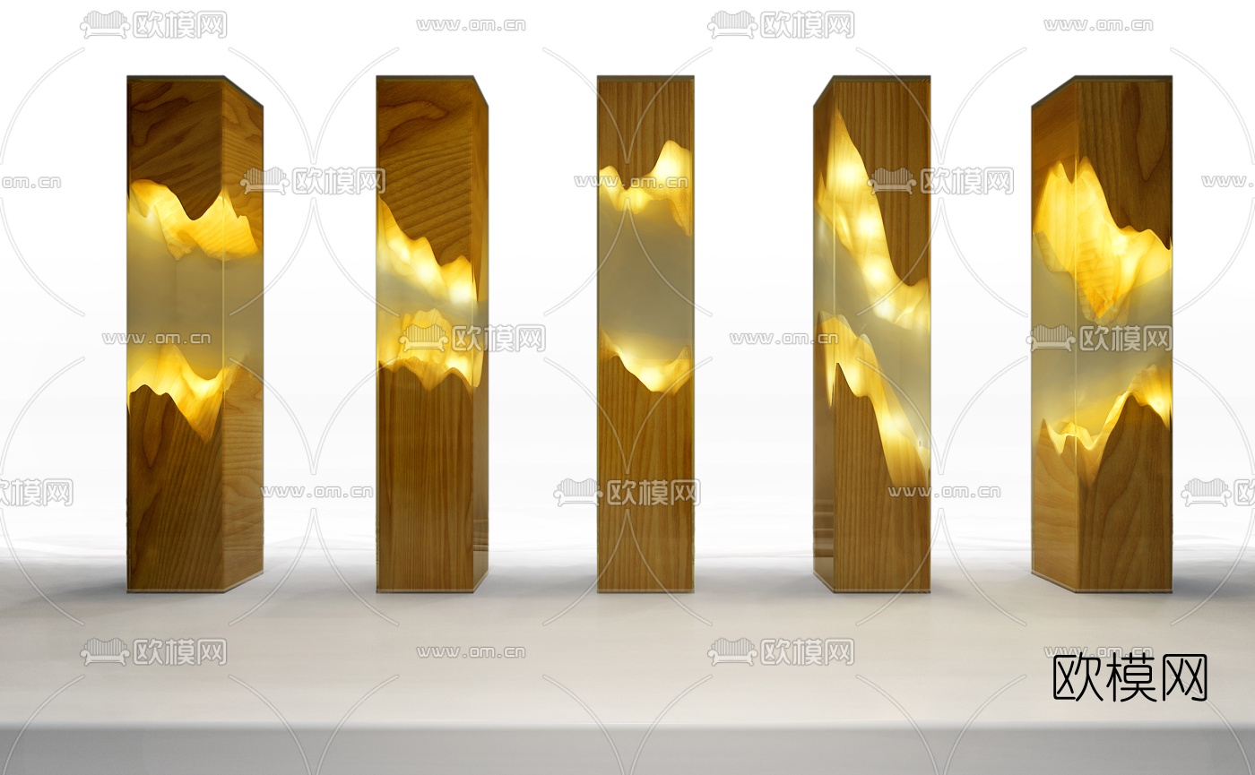 现代创意几何装饰立柱灯3d模型下载