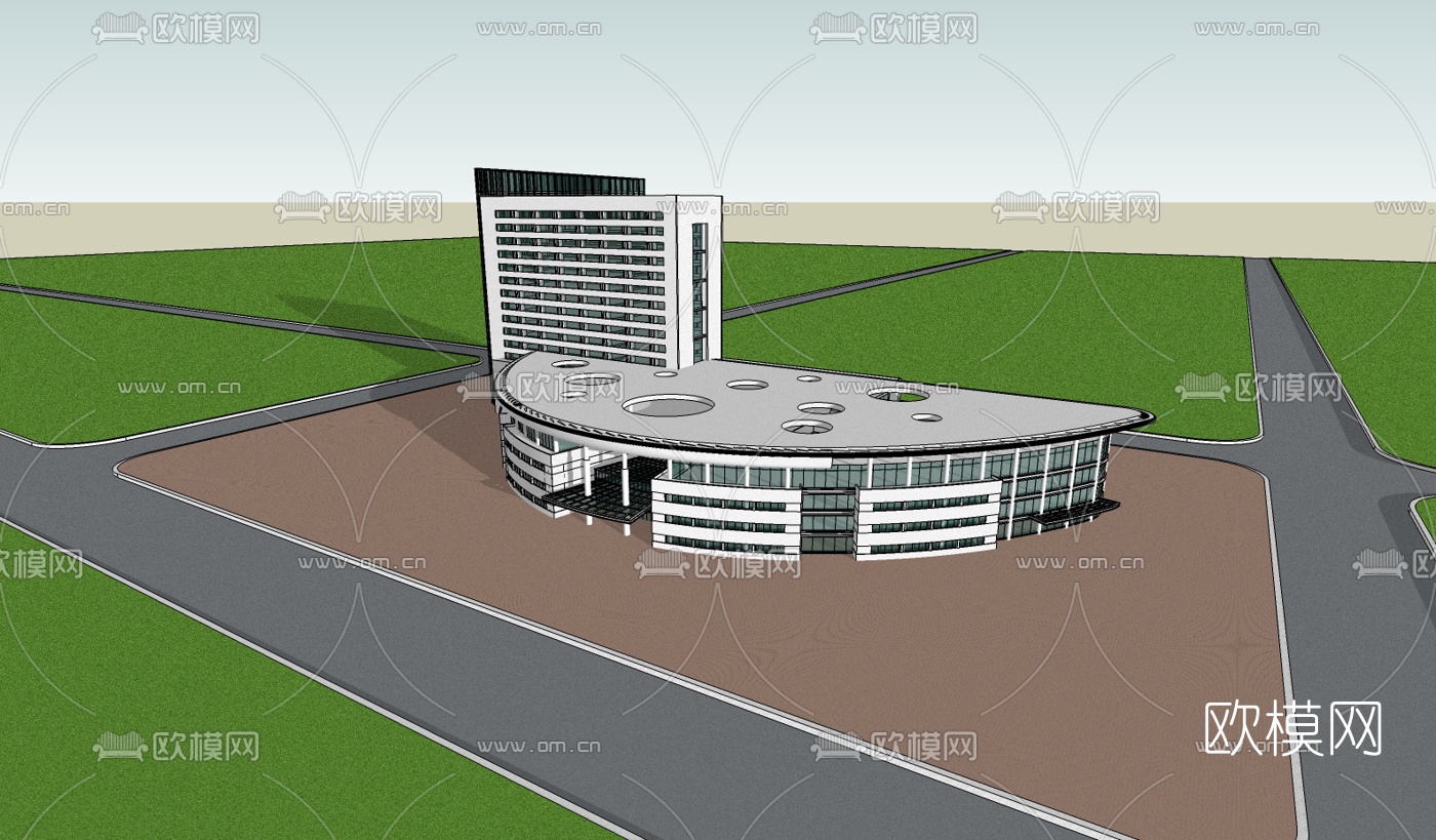 现代医院免费su模型下载（渲染图4）