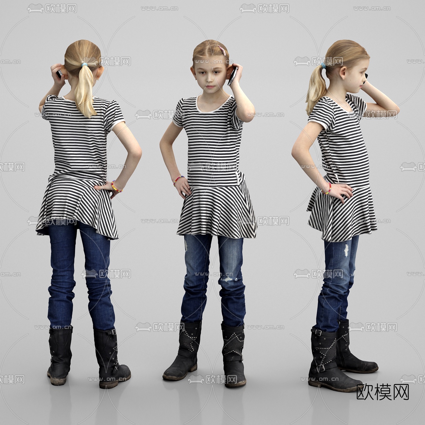 欧式小女孩人物3d模型下载